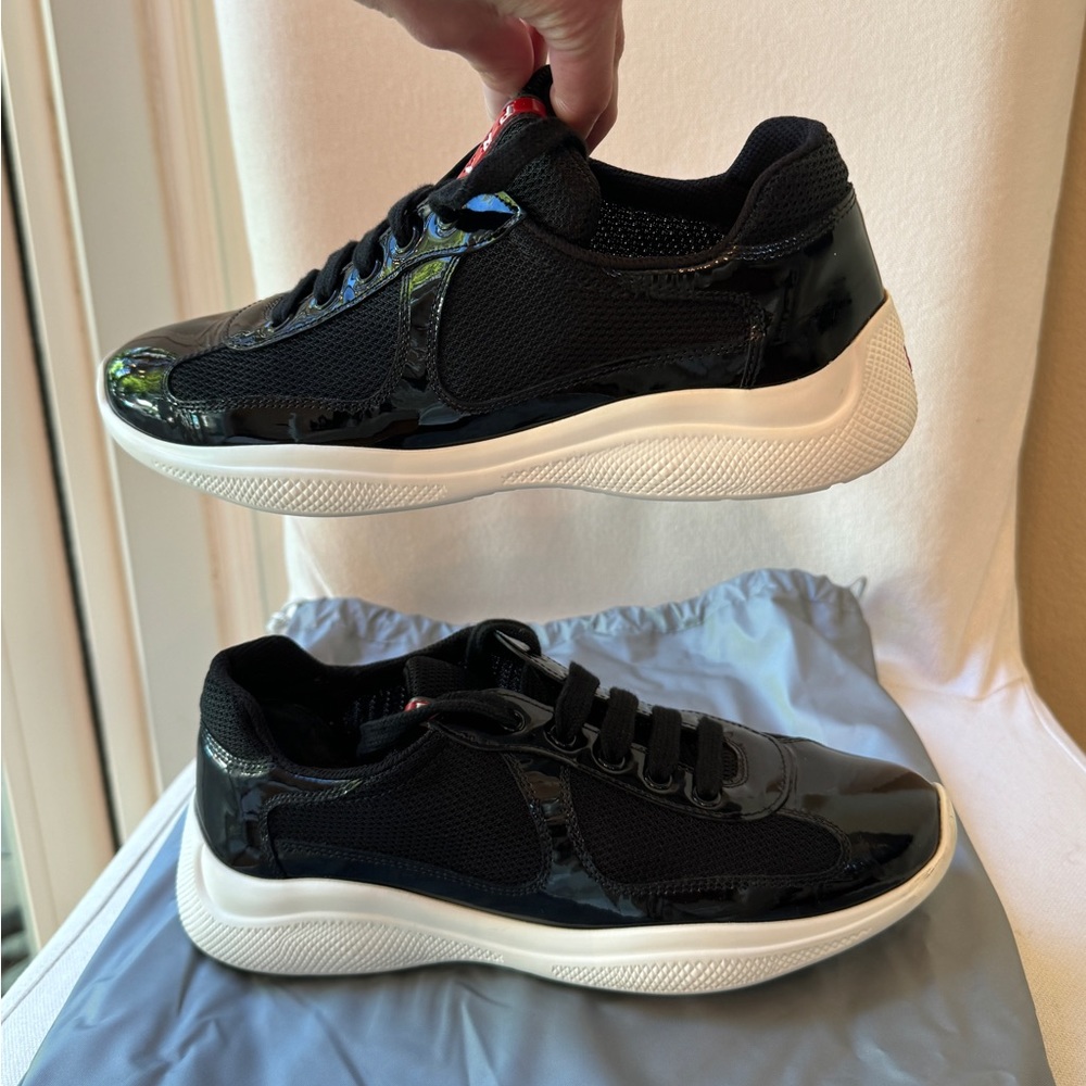 PRADA Low Top Sneaker (Women) Black Patent Leather - Picture 3 of 6